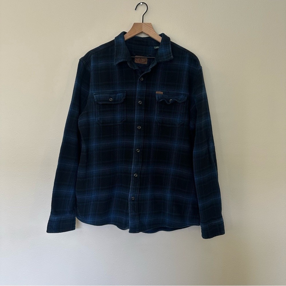 ORVIS‎ Heavyweight Mens XL Blue Plaid Cotton Button Up Flannel Shirt